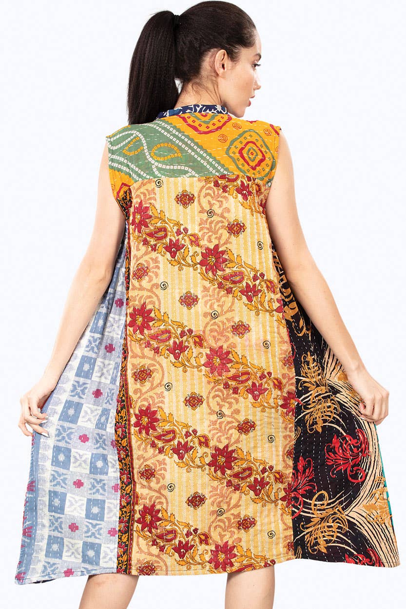 Reversible Kantha Frock - Spiral Circle