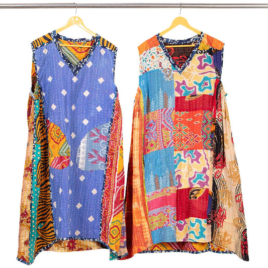 Reversible Kantha Frock - Spiral Circle