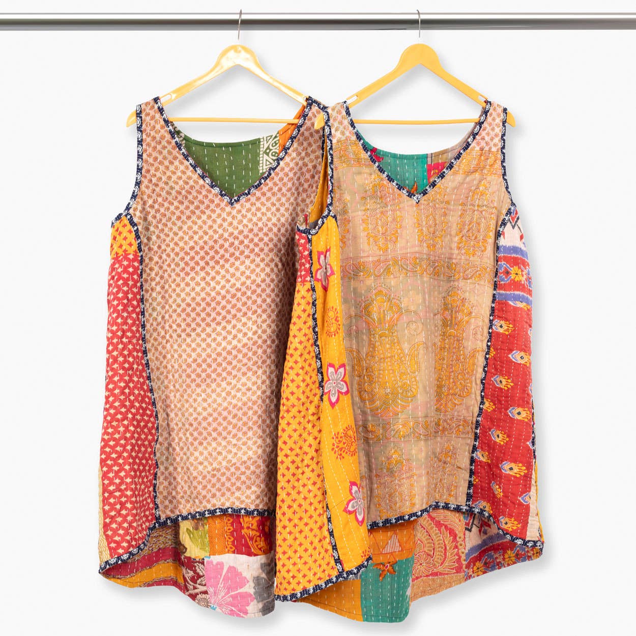 Reversible Kantha V - Neck Dress - Spiral Circle