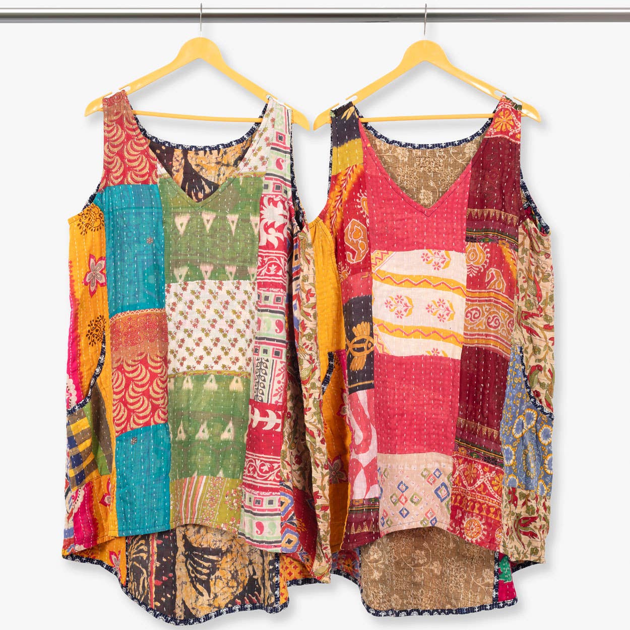 Reversible Kantha V - Neck Dress - Spiral Circle