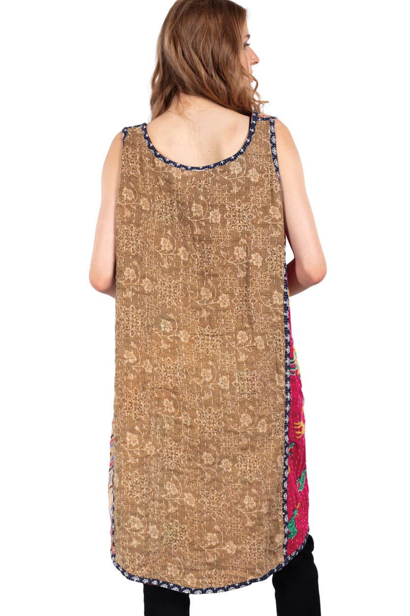 Reversible Kantha V - Neck Dress - Spiral Circle