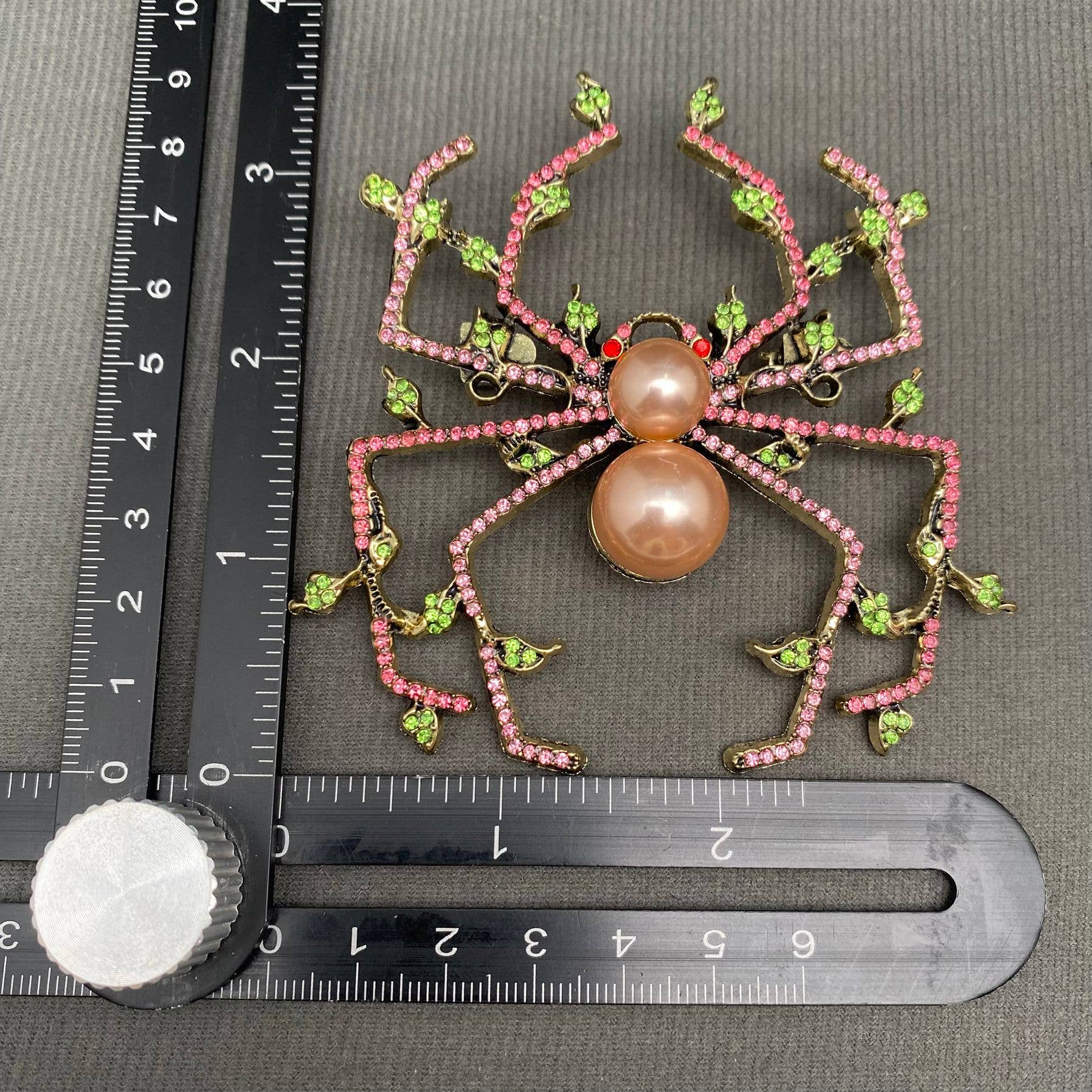 Rhinestone Big Spider Brooch - Spiral Circle
