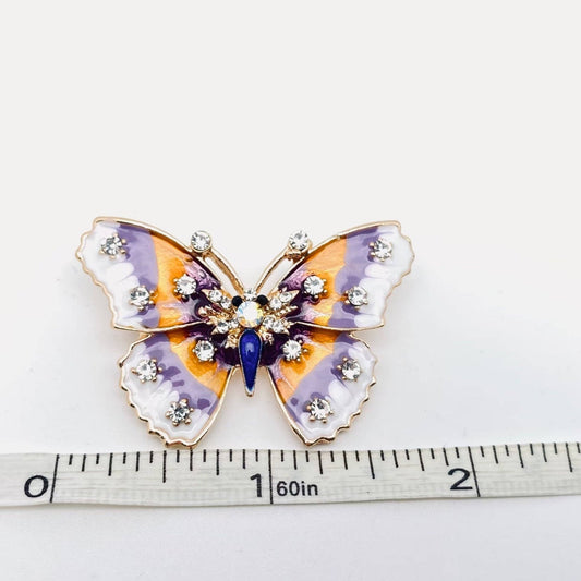 Rhinestone Enamel Butterfly Brooch Pin for Clothes - Spiral Circle