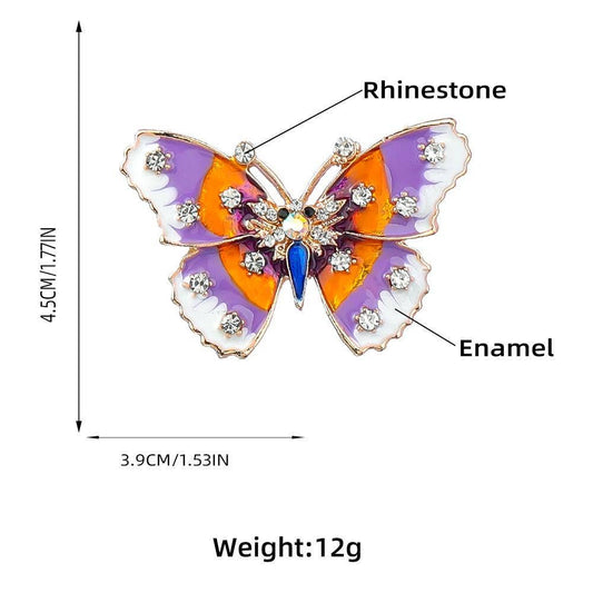 Rhinestone Enamel Butterfly Brooch Pin for Clothes - Spiral Circle