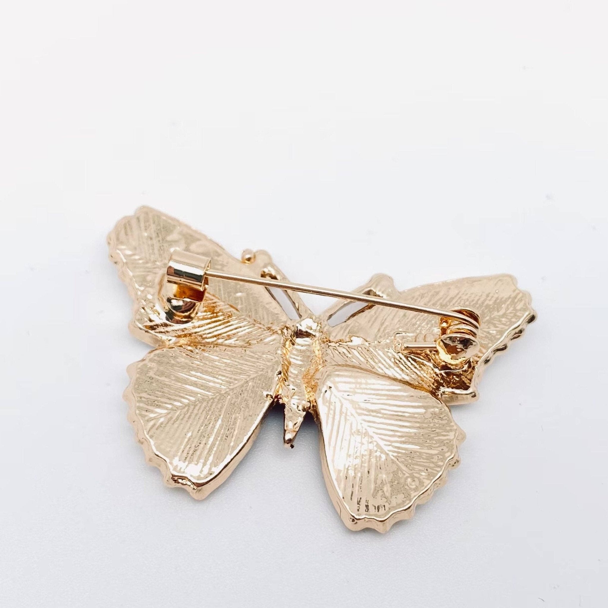 Rhinestone Enamel Butterfly Brooch Pin for Clothes - Spiral Circle