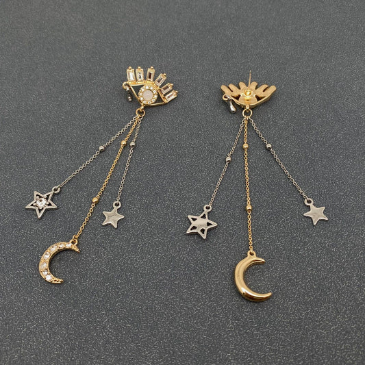 Rhinestone Evil Eye Earrings - Spiral Circle