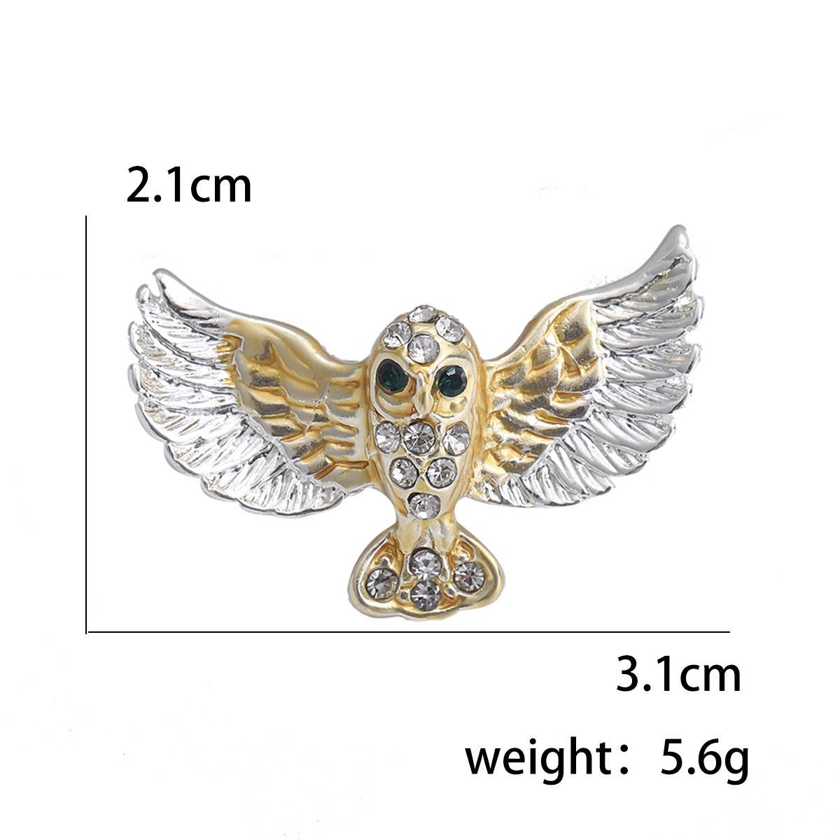 Rhinestone Owl Brooch - Spiral Circle