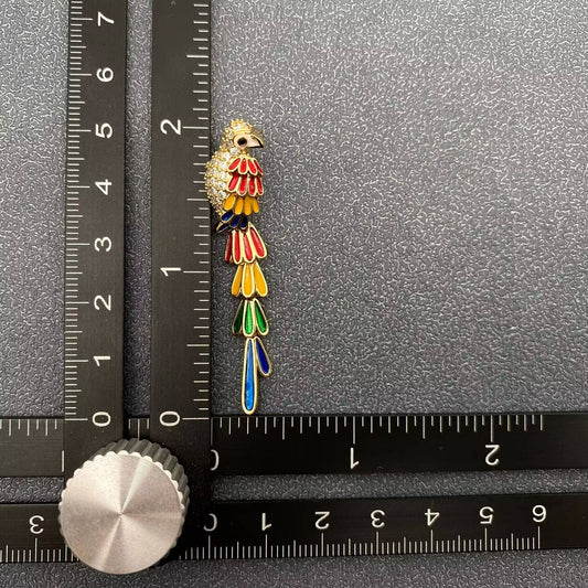 Rhinestone Rainbow Bird Dangle Earrings - Spiral Circle