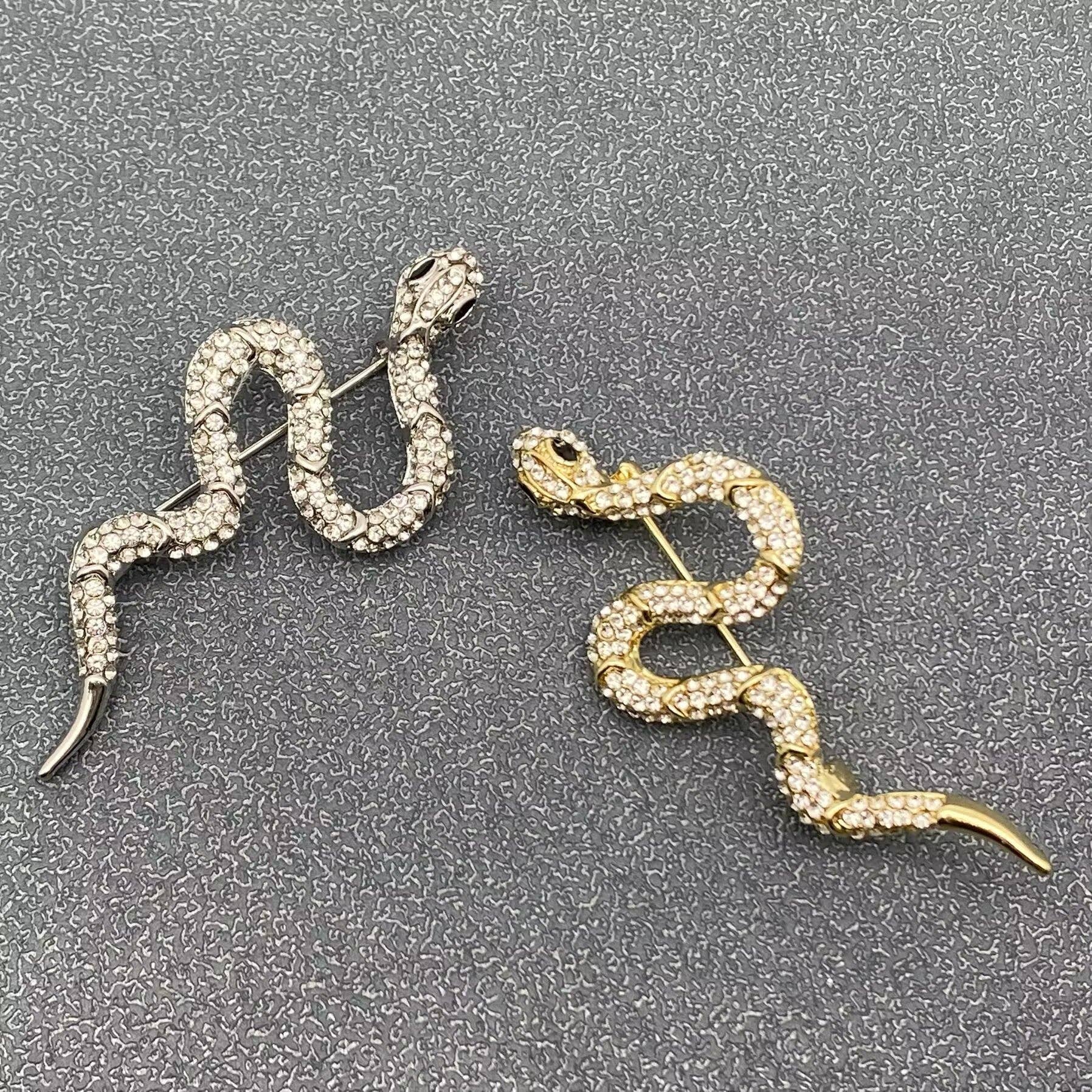 Rhinestone Snake Brooch - MIO64595 - Spiral Circle