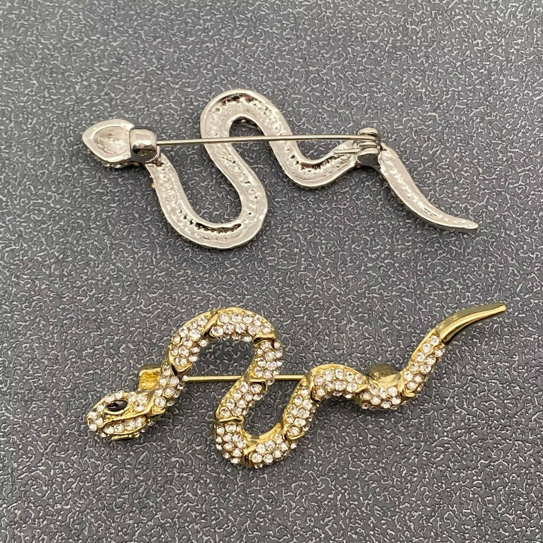 Rhinestone Snake Brooch - MIO64595 - Spiral Circle