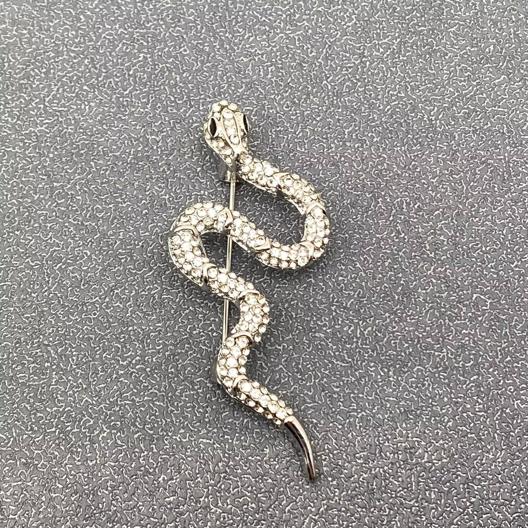 Rhinestone Snake Brooch - MIO64595 - Spiral Circle