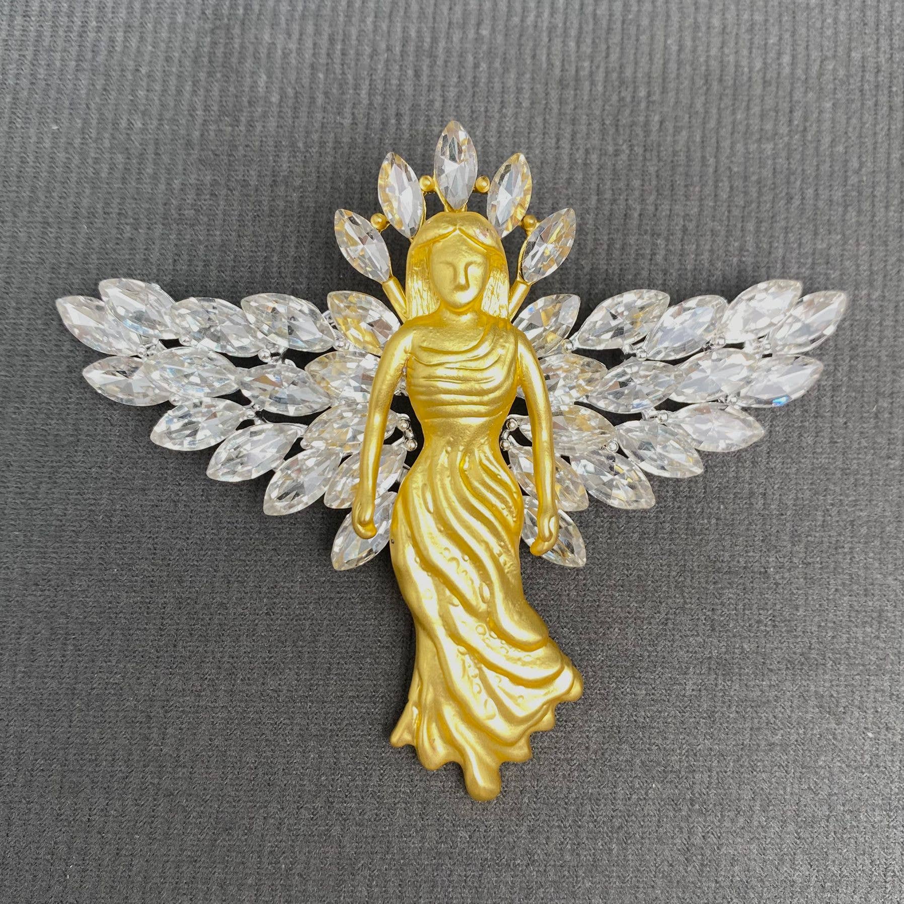 Rhinestones Inlaid Angel Brooch - Spiral Circle