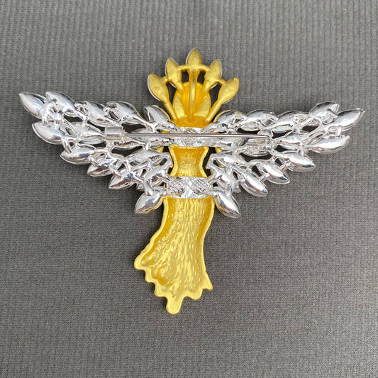 Rhinestones Inlaid Angel Brooch - Spiral Circle