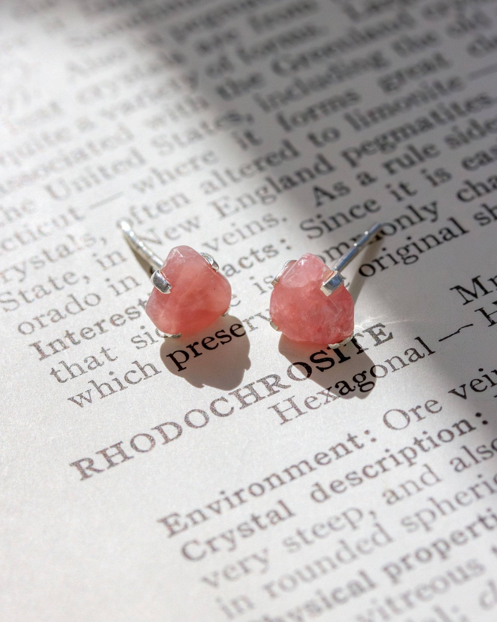 Rhodochrosite Beauty Stud Earrings | Sterling Silver - Spiral Circle