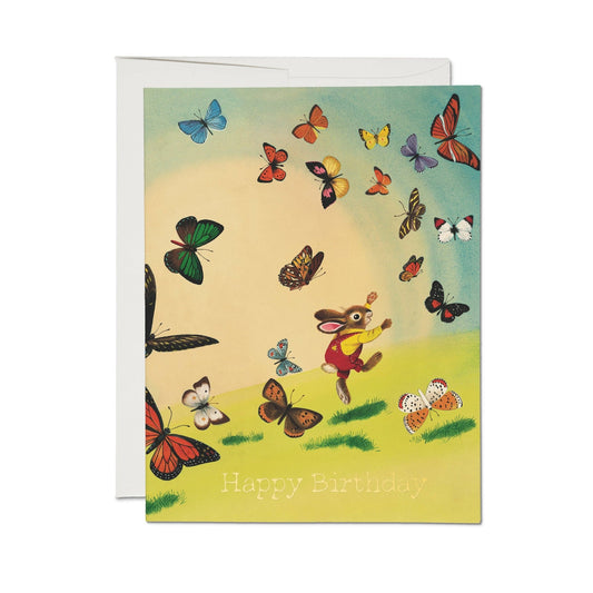 Richard Scarry Bunny and Butterflies greeting card - Spiral Circle