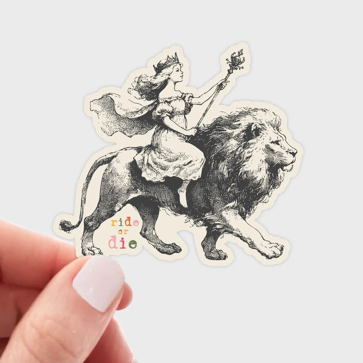 Ride or Die Sticker | Feminist, Female, Queen, Lion, Strong - Spiral Circle