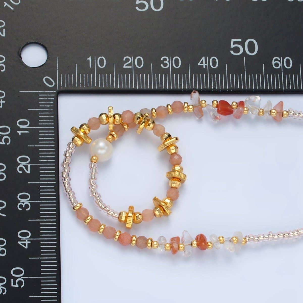 Rose Quartz Beaded Necklace with Freshwater Pearl - Spiral Circle