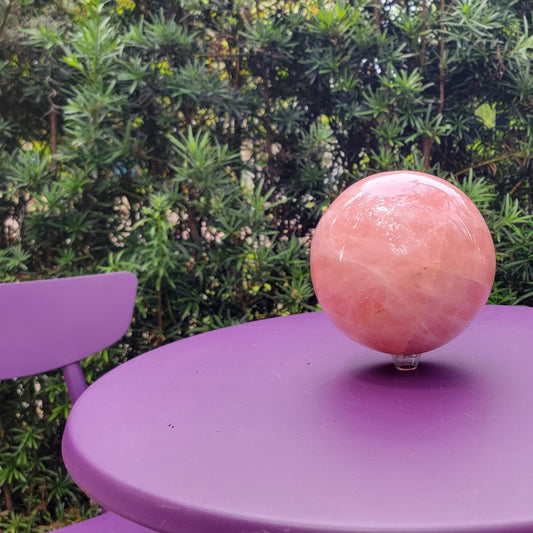 Rose Quartz Crystal Ball | Statement Piece - Spiral Circle