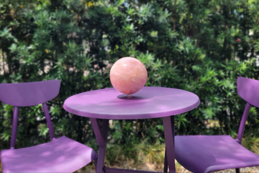 Rose Quartz Crystal Ball | Statement Piece - Spiral Circle