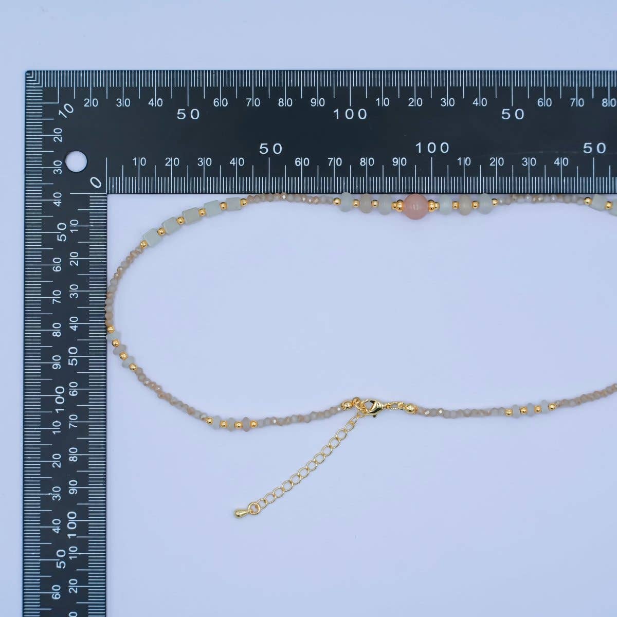 Rose Quartz Gemstone Bead Necklace | 24K Gold Plated - Spiral Circle