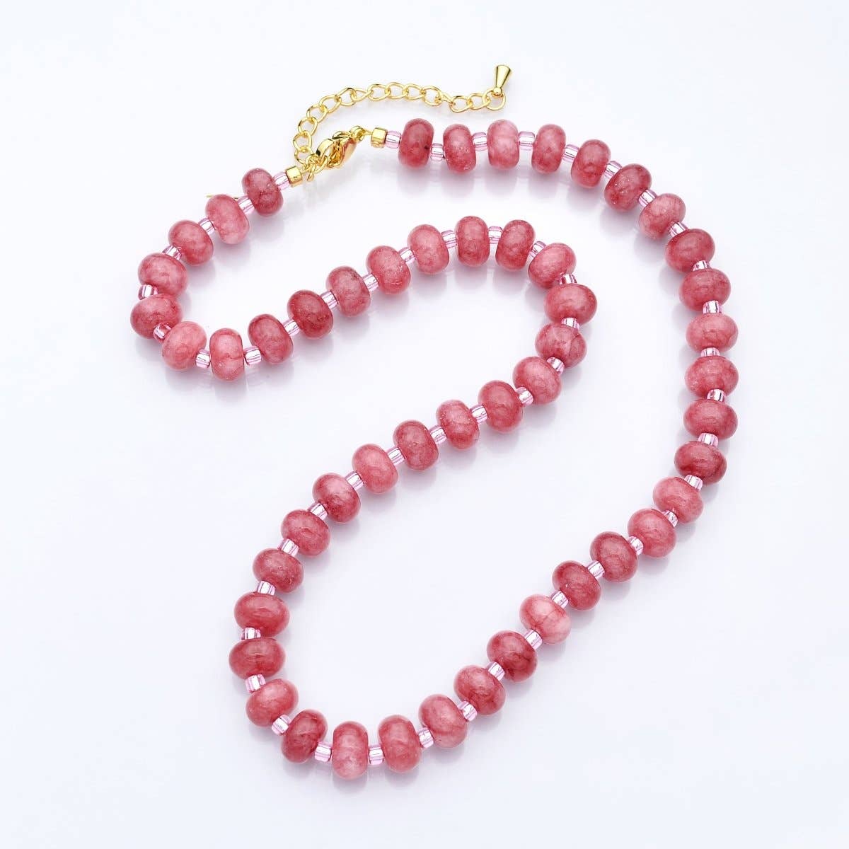 Rose Quartz Necklace - Spiral Circle