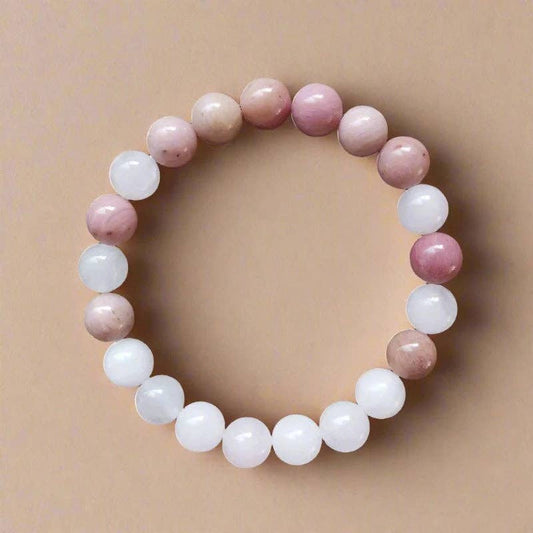 Rose Quartz & Rhodonite 108 Bead Mala - Spiral Circle