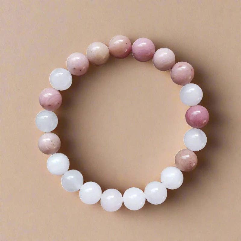 Rose Quartz & Rhodonite 108 Bead Mala - Spiral Circle