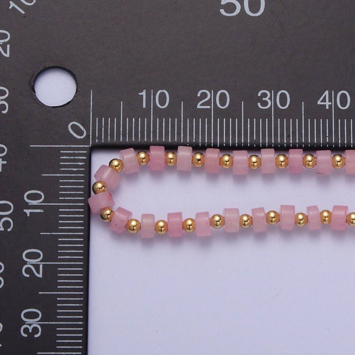 Rose Quartz Rondelle with Gold Spacer Beads Choker - Spiral Circle