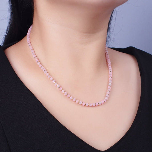 Rose Quartz Rondelle with Gold Spacer Beads Choker - Spiral Circle