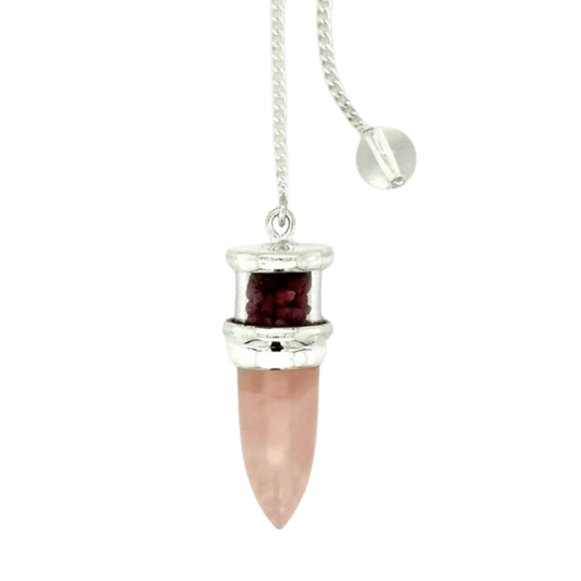 Rose Quartz Ruby Pendulum - Spiral Circle