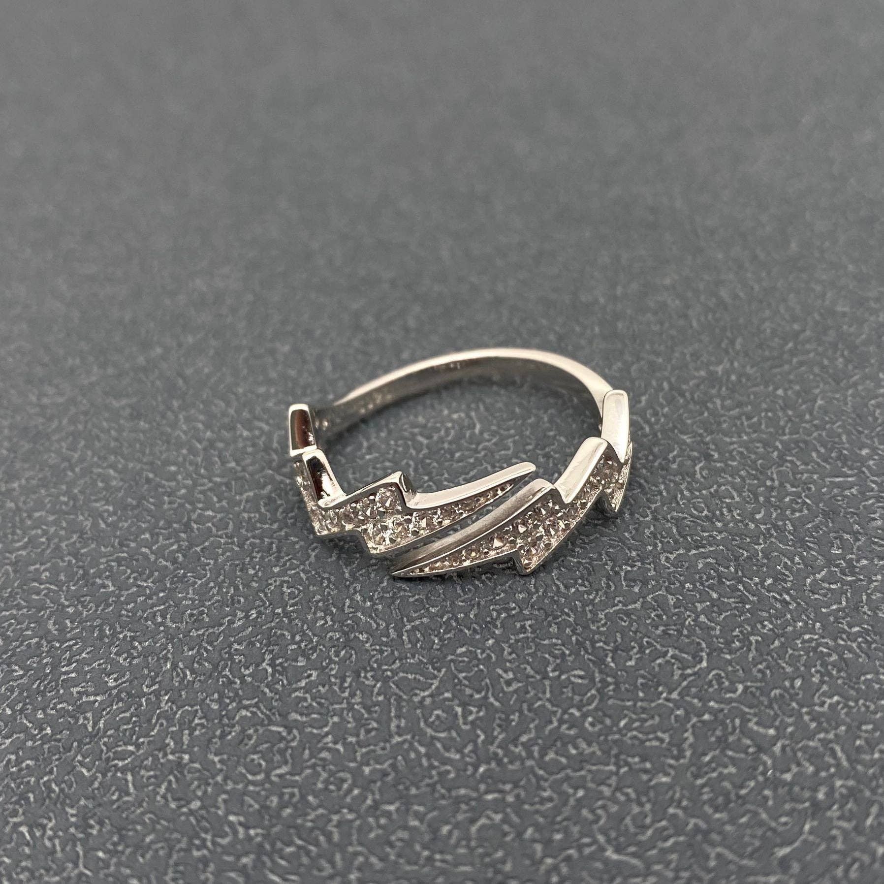 S925 Sterling Silver Inlaid Zircon Lightning Adjustable Ring - Spiral Circle