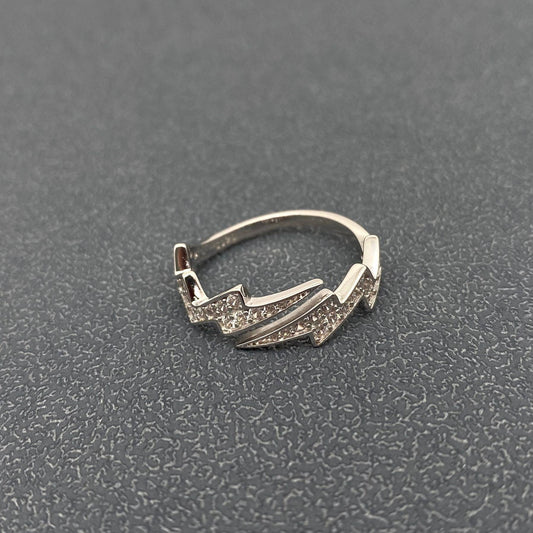 S925 Sterling Silver Inlaid Zircon Lightning Adjustable Ring - Spiral Circle