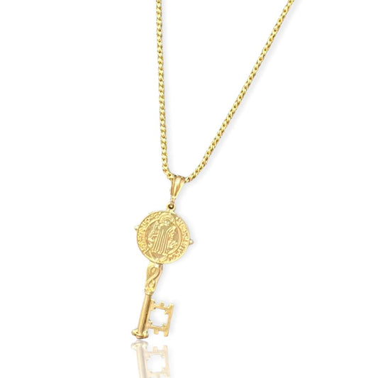 San Benito Key Pendant Rope Necklace - Spiral Circle