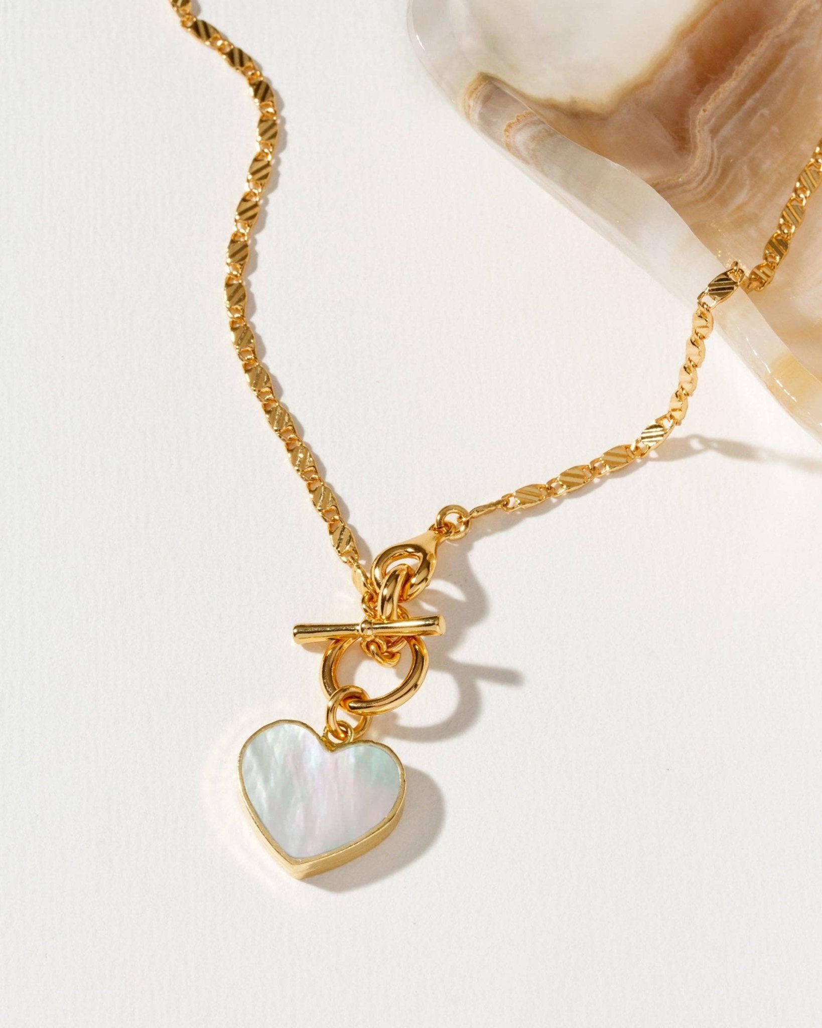 Self Love Toggle Necklace | Mother of Pearl - Spiral Circle