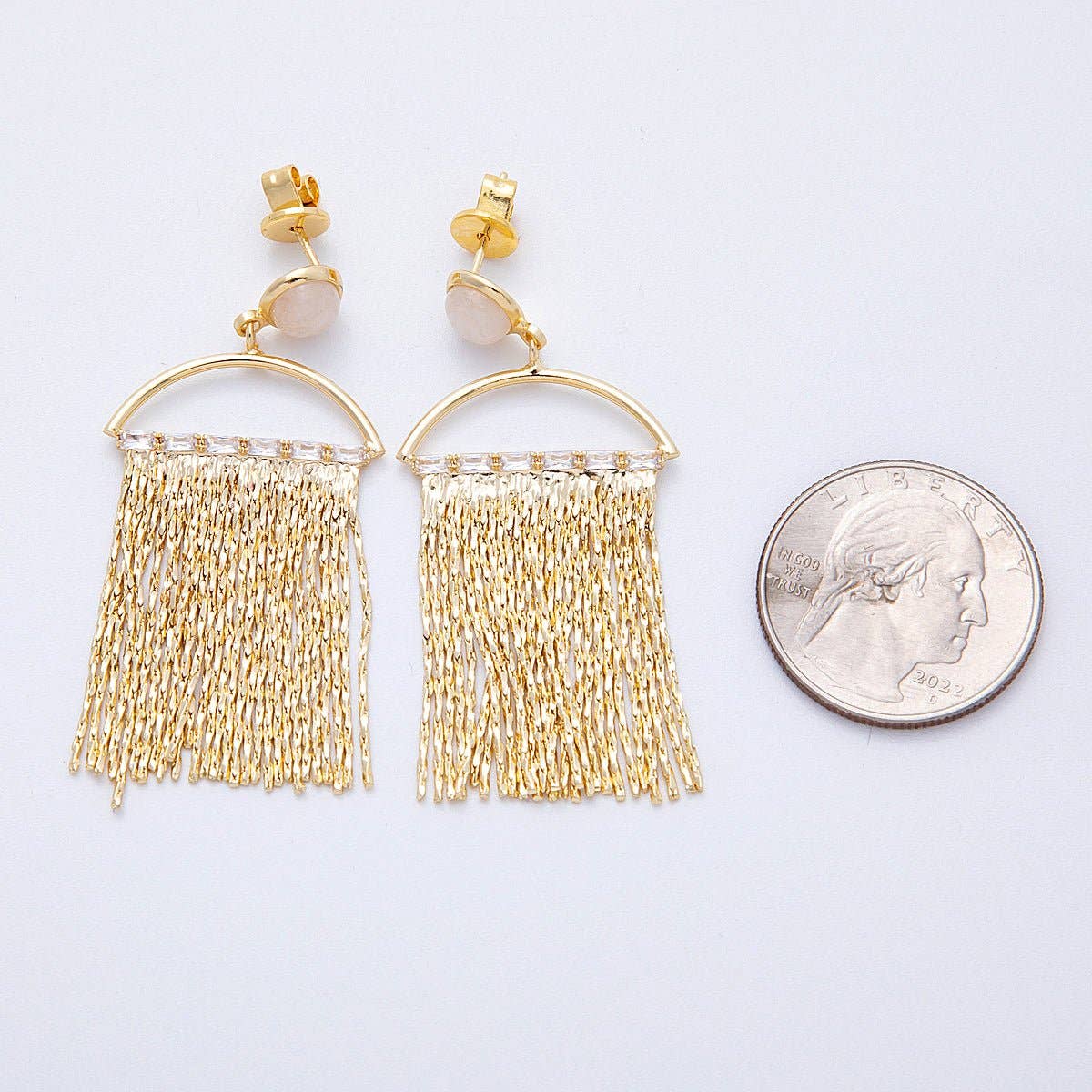 Semi - Circle Fringe Earrings - Spiral Circle