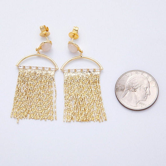 Semi - Circle Fringe Earrings - Spiral Circle