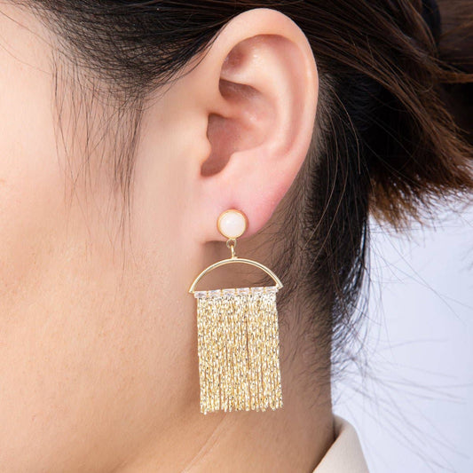 Semi - Circle Fringe Earrings - Spiral Circle