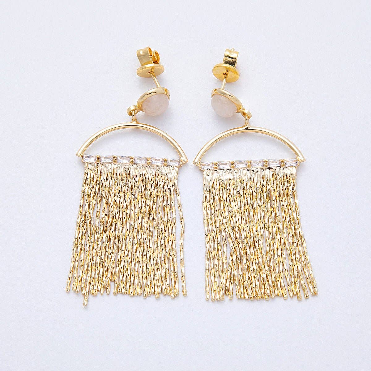 Semi - Circle Fringe Earrings - Spiral Circle