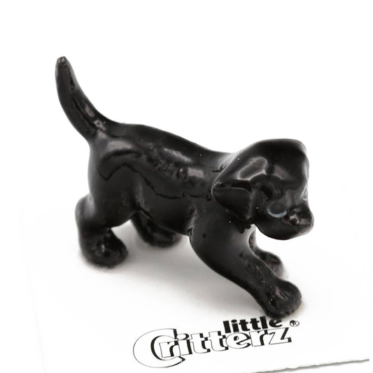 Shadow Black Lab Puppy Porcelain Miniature - Spiral Circle