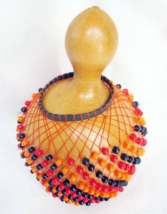 Shekere Shaker Mini w/ plastic beads - Spiral Circle