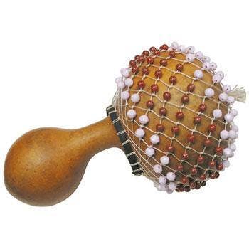 Shekere Shaker Mini w/ plastic beads - Spiral Circle