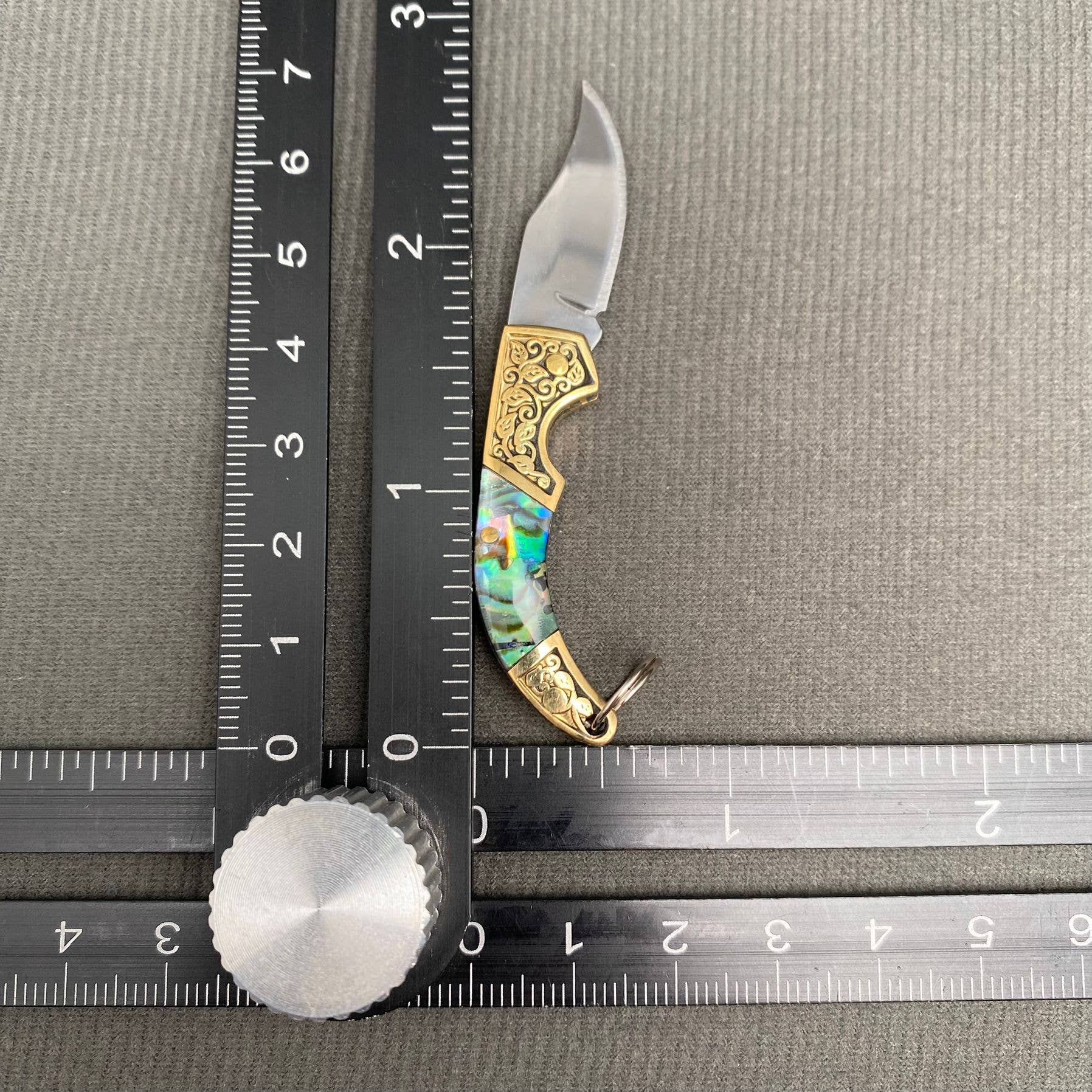 Shell Inlaid Portable Foldable Knife - Spiral Circle