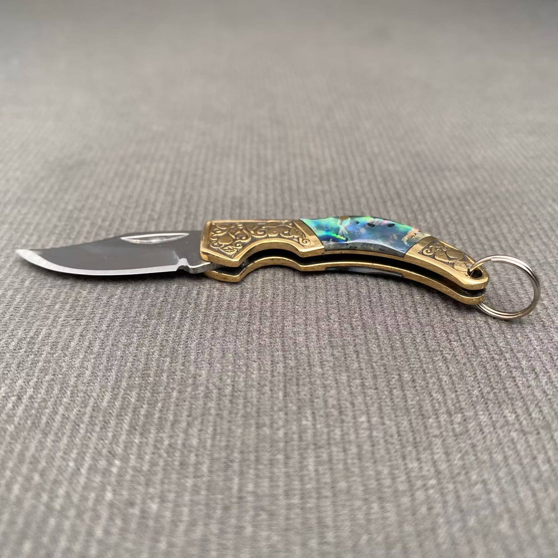 Shell Inlaid Portable Foldable Knife - Spiral Circle