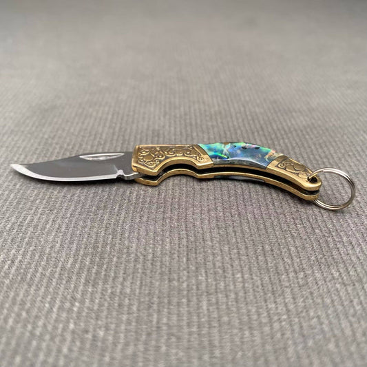 Shell Inlaid Portable Foldable Knife - Spiral Circle