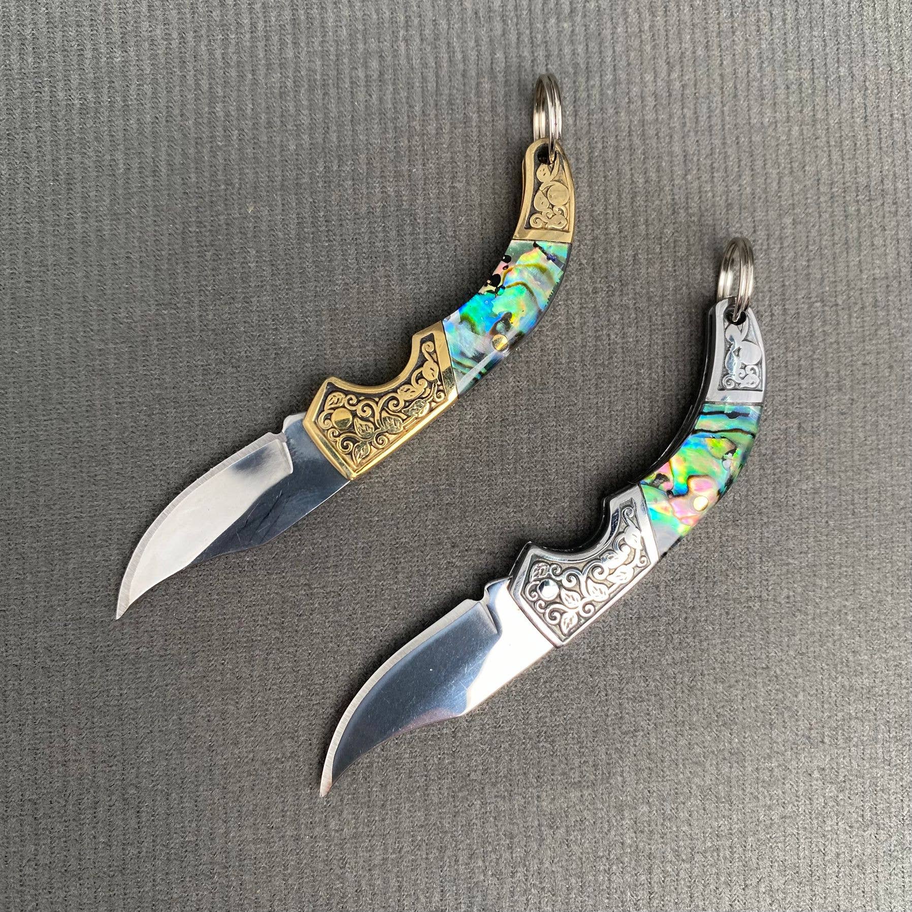 Shell Inlaid Portable Foldable Knife - Spiral Circle