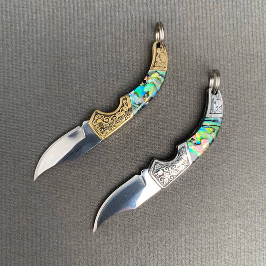 Shell Inlaid Portable Foldable Knife - Spiral Circle