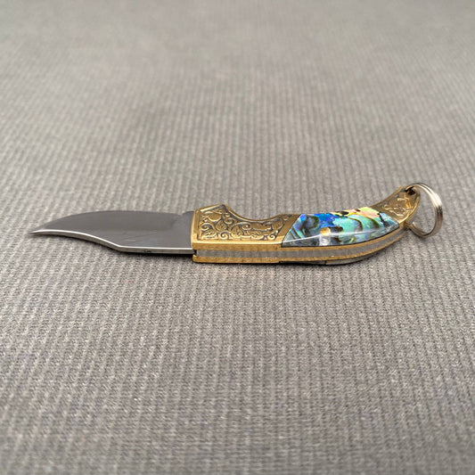 Shell Inlaid Portable Foldable Knife - Spiral Circle