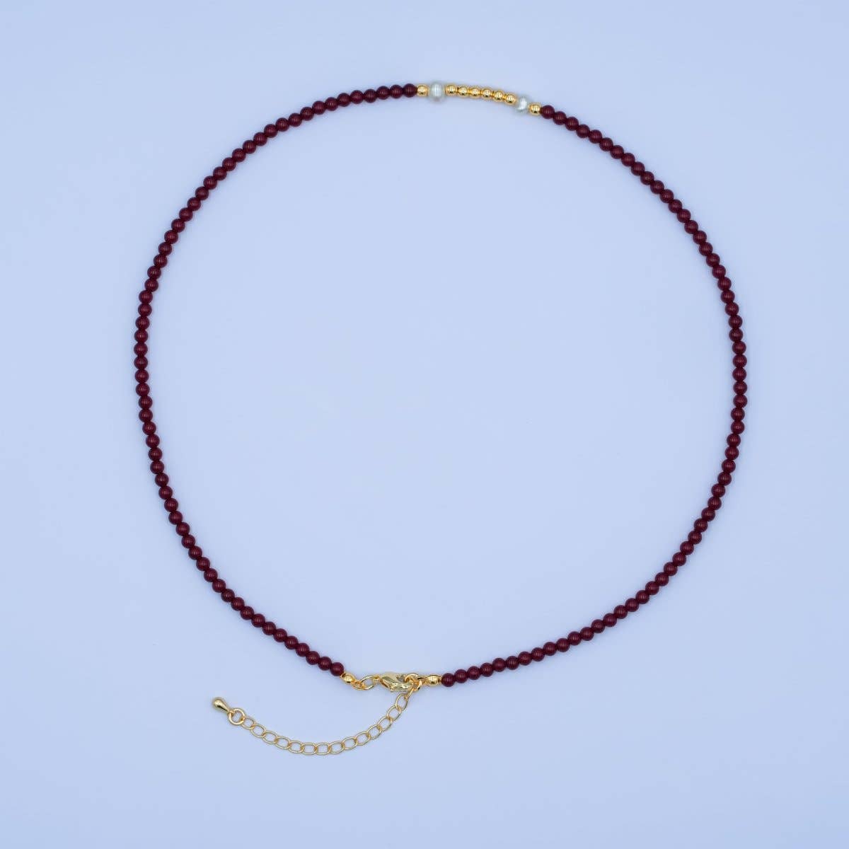Shell Pearl Carnelian Bead Gemstone Necklace | 24K Gold Plated - Spiral Circle