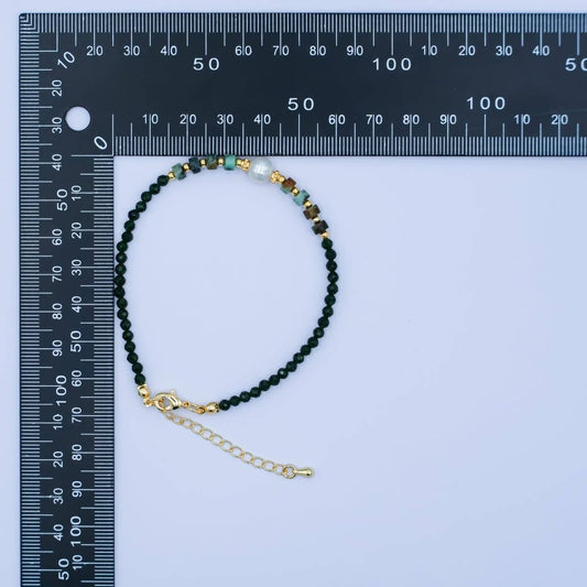 Shell Pearl Malachite Gemstone Bracelet | 24K Gold Plated - Spiral Circle