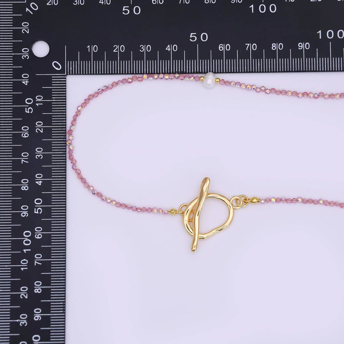 Shell Pearl Rose Pink Gemstone Necklace | 40